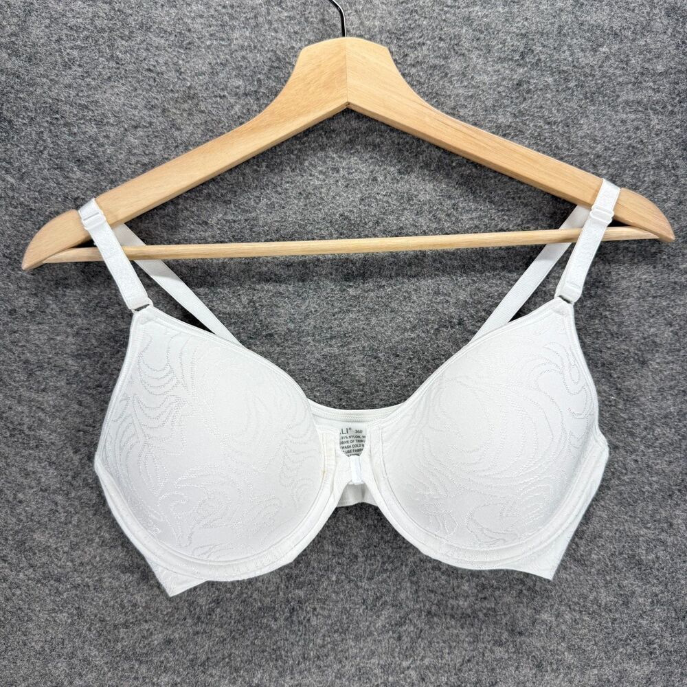 Bali Bralette Bra Women 36B White Geometric Underwired Opaque Push Up Nylon